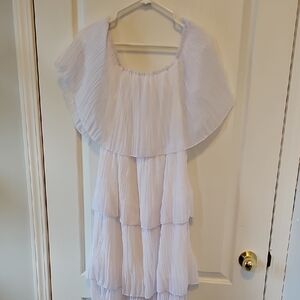 White Layered Pleated Dress
